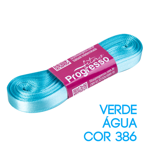 Fita de Cetim Progresso Nº 02 Peça 10 mt Verde Água (386)