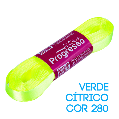 Fita de Cetim Progresso Nº 02 Peça 10 mt Verde Cítrico (280)
