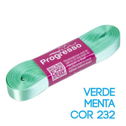 Fita de Cetim Progresso Nº 02 Peça 10 mt Verde Menta (232)