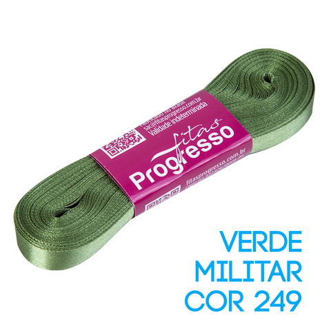 Fita de Cetim Progresso Nº 02 Peça 10 mt Verde Militar (249)