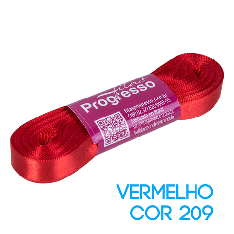 Fita de Cetim Progresso Nº 02 Peça 10 mt Vermelho (209)