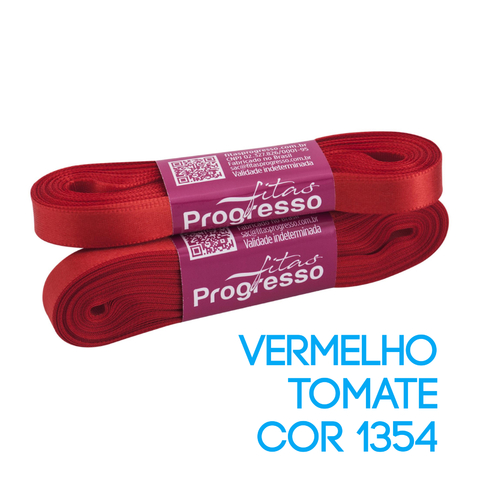 Fita de Cetim Progresso Nº 02 Peça 10 mt Vermelho Tomate (1354)