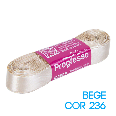 Fita de Cetim Progresso Nº 03 Peça 10 mt Bege (236)