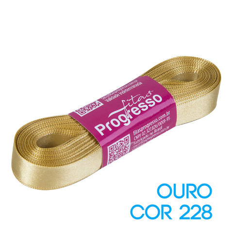 Fita de Cetim Progresso Nº 03 Peça 10 mt Ouro (228)