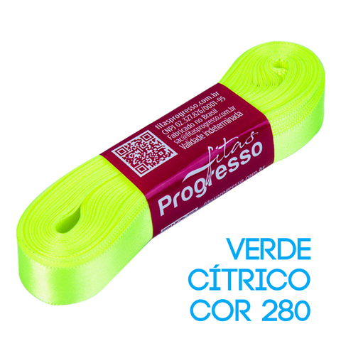 Fita de Cetim Progresso Nº 03 Peça 10 mt Verde Cítrico (280)