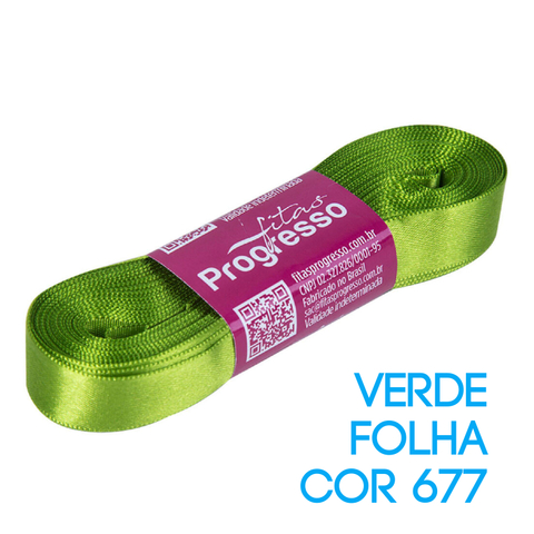 Fita de Cetim Progresso Nº 03 Peça 10 mt Verde Folha (677)