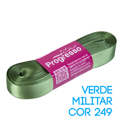Fita de Cetim Progresso Nº 03 Peça 10 mt Verde Militar (249)