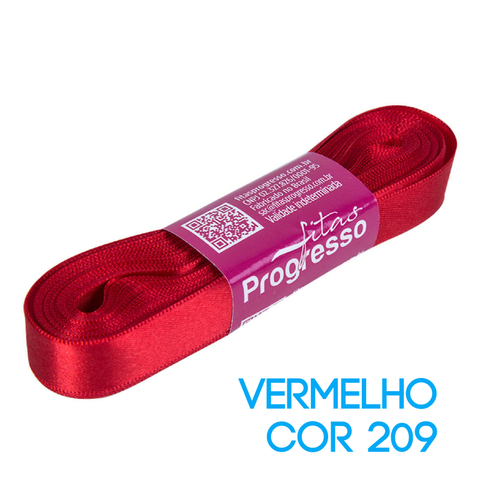 Fita de Cetim Progresso Nº 03 Peça 10 mt Vermelho (209)