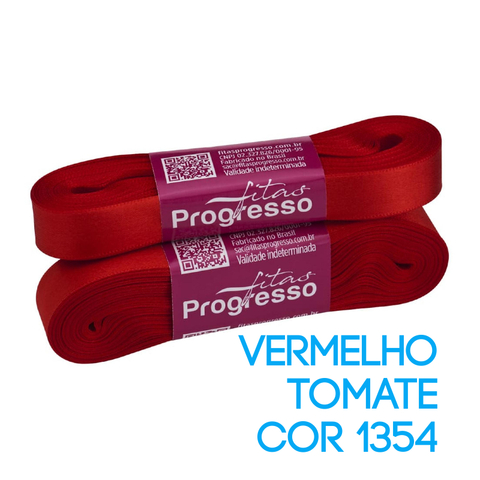 Fita de Cetim Progresso Nº 03 Peça 10 mt Vermelho Tomate (1354)