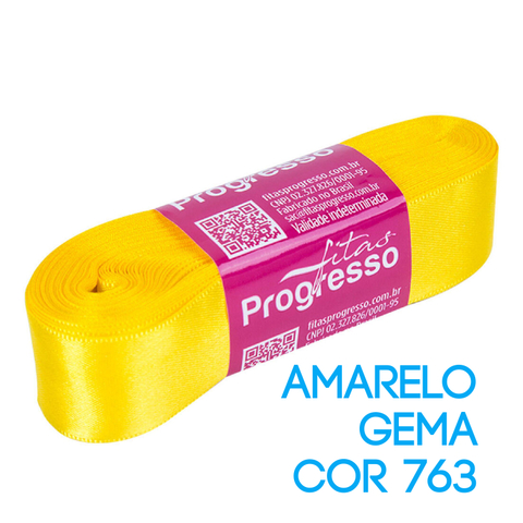 Fita de Cetim Progresso Nº 05 Peça 10 mt Amarelo Gema (763)