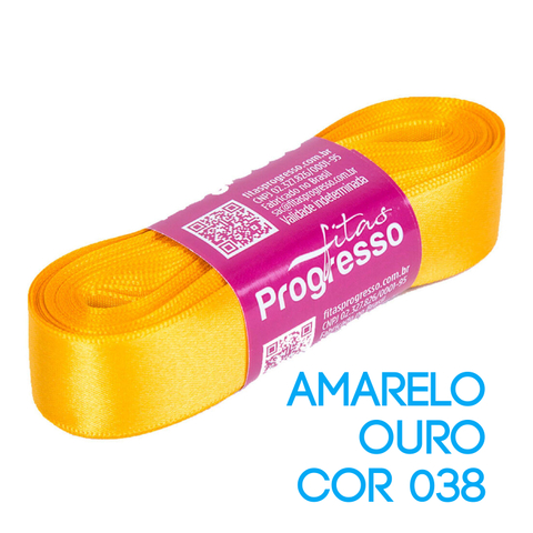 Fita de Cetim Progresso Nº 05 Peça 10 mt Amarelo Ouro (038)
