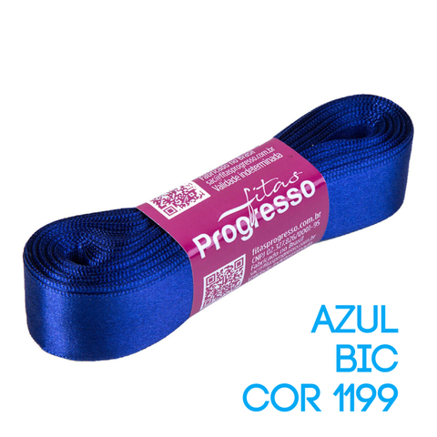 Fita de Cetim Progresso Nº 05 Peça 10 mt Azul Bic (1199)