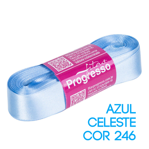 Fita de Cetim Progresso Nº 05 Peça 10 mt Azul Celeste (246)