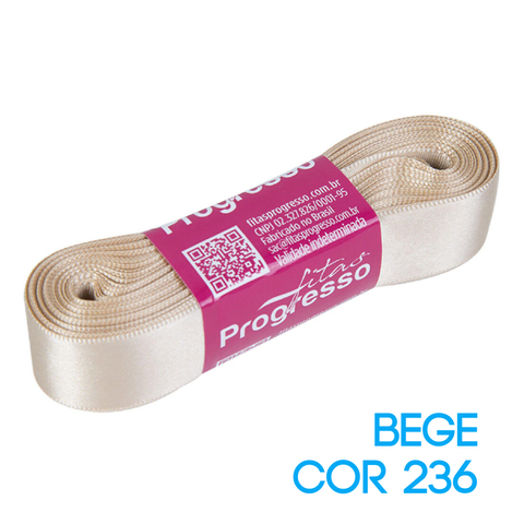 Fita de Cetim Progresso Nº 05 Peça 10 mt Bege (236)