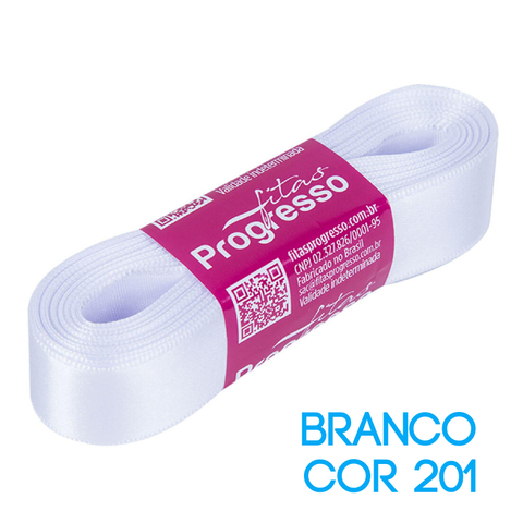 Fita de Cetim Progresso Nº 05 Peça 10 mt Branco (201)