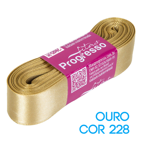 Fita de Cetim Progresso Nº 05 Peça 10 mt Ouro (228)