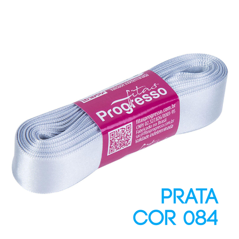 Fita de Cetim Progresso Nº 05 Peça 10 mt Prata (084)