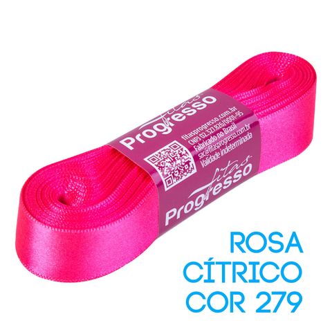 Fita de Cetim Progresso Nº 05 Peça 10 mt Rosa Cítrico (279)