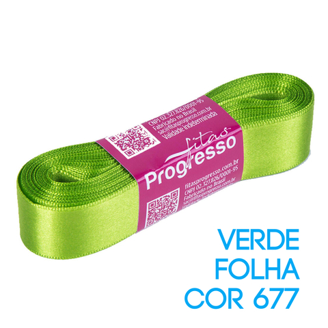Fita de Cetim Progresso Nº 05 Peça 10 mt Verde Folha (677)