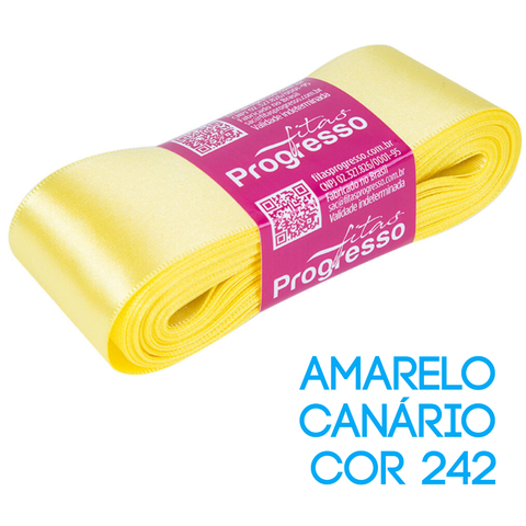 Fita de Cetim Progresso Nº 09 Peça 10 mt Amarelo Canário (242)