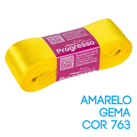 Fita de Cetim Progresso Nº 09 Peça 10 mt Amarelo Gema (763)
