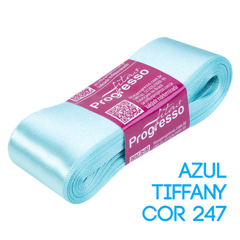 Fita de Cetim Progresso Nº 09 Peça 10 mt Azul Tiffany (247)