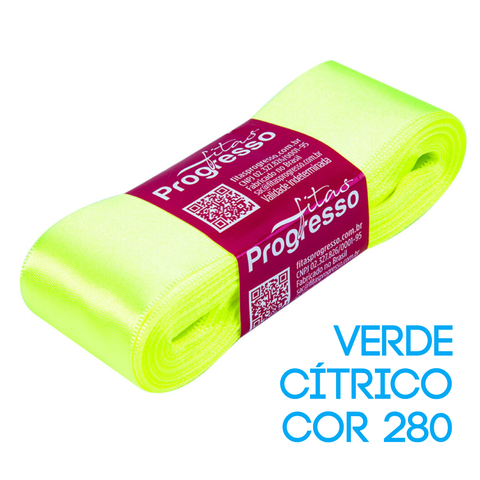 Fita de Cetim Progresso Nº 09 Peça 10 mt Verde Cítrico (280)