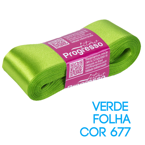 Fita de Cetim Progresso Nº 09 Peça 10 mt Verde Folha (677)