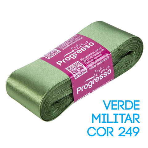 Fita de Cetim Progresso Nº 09 Peça 10 mt Verde Militar (249)