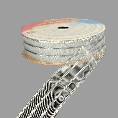 Fita Natalina Prata Sinimbu 22mm Ref.9301 Rolo com 10 mts