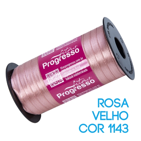 Fita de Cetim Progresso Nº 01 Rolo 100 mts Rosa Velho (1143)