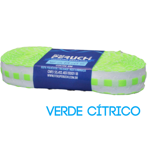 Galão Passa Fita Falso 16mm Peça com 10 Metros Verde Cítrico