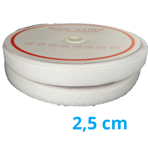 Velcro Branco Para Costura 25mm Macho e Fêmea Rolo 25 mts