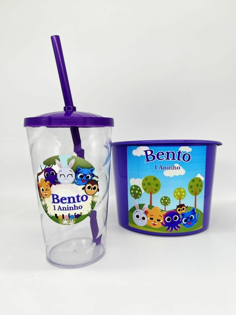 10 KIT FESTA Balde de pipoca + copo com tampa