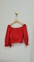 Cropped Amarração Manga Bufante Vermelho - Outfit Lover