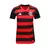 Camisa feminina oficial do Flamengo 25/26 com listras horizontais vermelhas e pretas