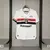Camisa do São Paulo FC para torcedores masculinos, na cor branca com detalhes em preto e vermelho, com patrocínios visíveis.