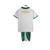 Kit infantil de futebol Palmeiras II 24/25 da Puma, na cor branca, com detalhes em verde e logo da Crefisa.