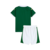 Kit infantil Palmeiras I 24/25 da Puma, composto por camiseta verde e shorts brancos.