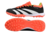 Chuteira Society Adidas Predator 24 Elite na cor preta e laranja, com solado laranja e detalhes em branco.