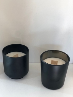 Vela vaso vidrio negro