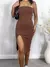 Imagem do Vestido Tomara que Caia Midi Com Fenda Anarruga Forrado