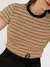 Camiseta Listrada Blogueira Canelada Básica - Casa & Moda Cedro do Líbano