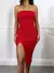 Vestido Tomara que Caia Midi Com Fenda Anarruga Forrado - comprar online