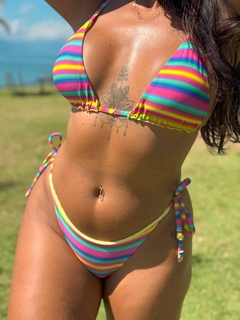 Biquíni BORA BORA Cortininha Dupla Face Listras/Amarelo Candy - illaMare Moda Praia