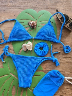 Biquíni CURAÇAO Cortininha com Calcinha Lacinho Azul - illaMare Moda Praia