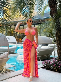 Biquíni COZUMEL Cortininha com Asa Delta Fio Duplo Zebra Pink e Laranja na internet