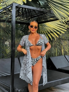 Biquíni COZUMEL Cortininha com Asa Delta Fio Duplo Zebra Preto e Branco na internet