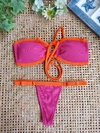 Biquíni CAYMAN Tomara que Caia Fio Dental Fita Pink e Laranja - comprar online