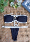 Biquíni CAYMAN Tomara que Caia Fio Dental Fita Preto e Off White - comprar online